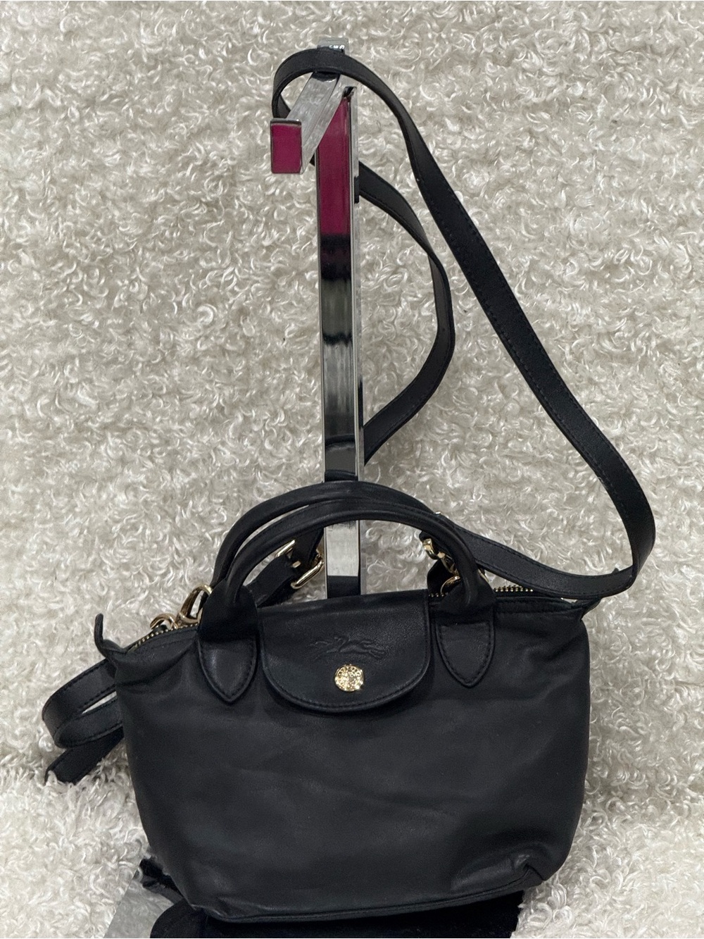 Longchamp Black Leather Crossbody Bag